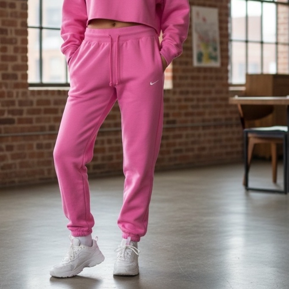 Nike Sportswear Phoenix Fleece High Waisted Oversized Pink Sweatpants Joggers